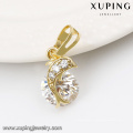 32281 xuping 14k chapado en oro diamante colgante de pescado